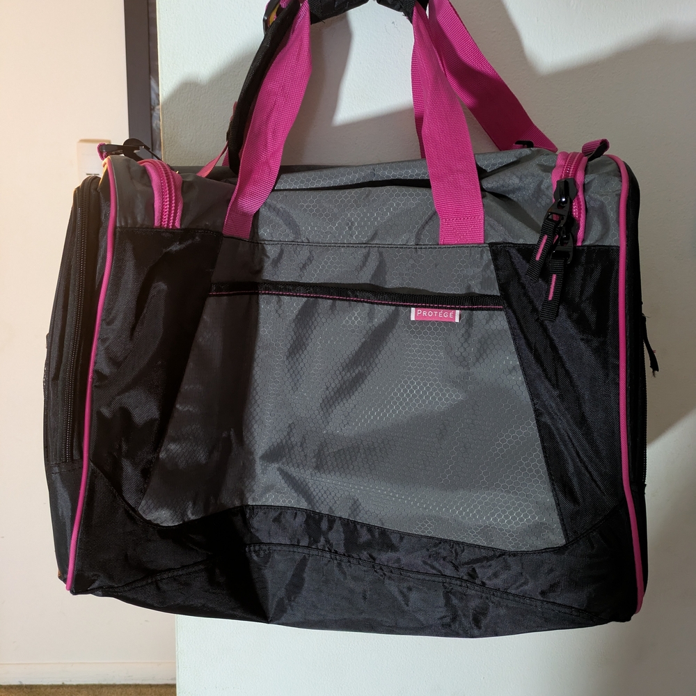 Protege Gray and Pink Duffel Bag - Picture 2 of 9